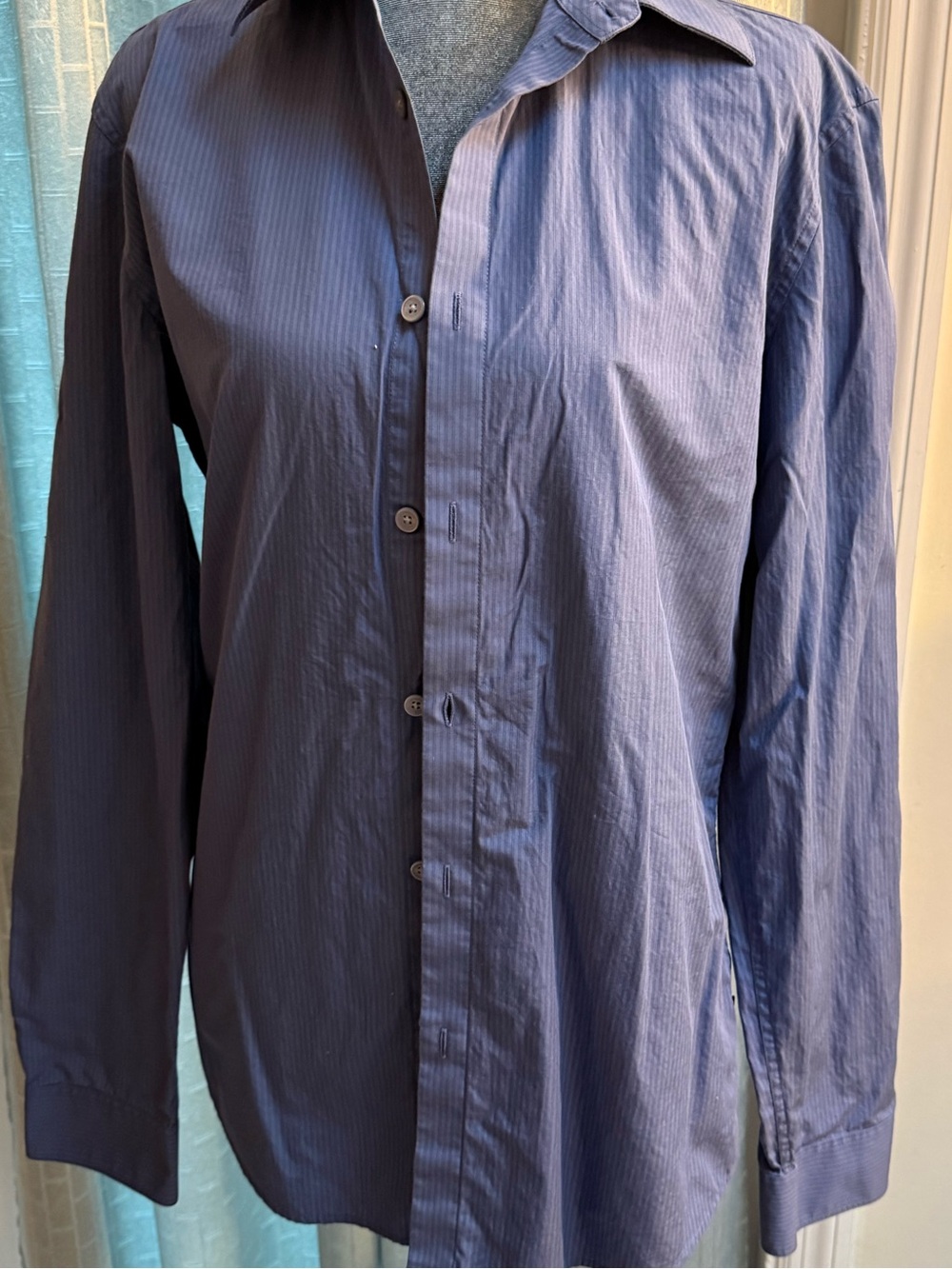 Calvin Klein Men's Navy Pinstripe Dress Shirt